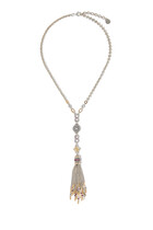 Turath Pendant Chain Necklace, Sterling Silver, 18K Yellow Gold, Diamonds, Ruby & Pearl